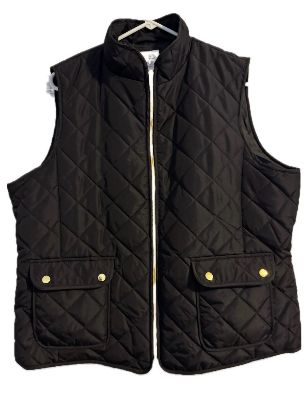 St. John’s Bay Black Diamond Quilted Puffer Vest XXL Gold Zip